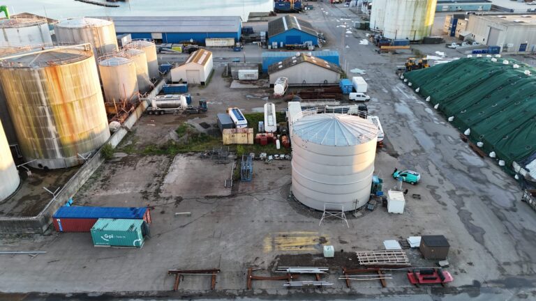 completed stainless steel storage tank at biogas installation